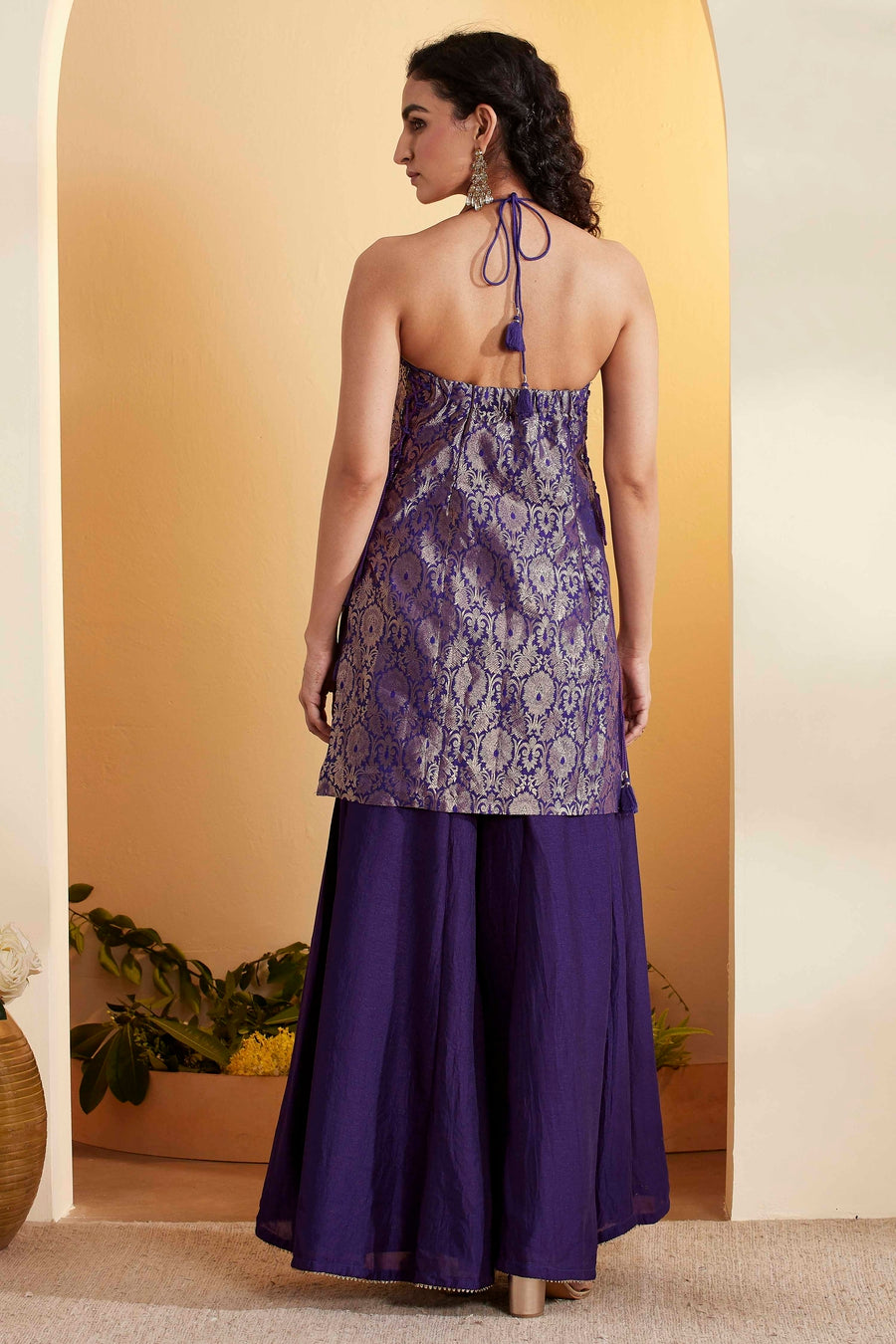 Royal Blue & Gold Embroidered Sharara Set – view 4