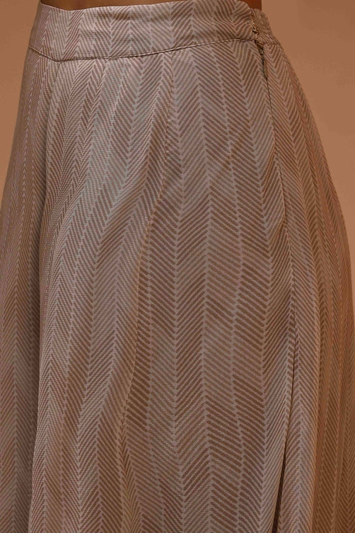 Beige Viscose Georgette Fusion Sharara Set