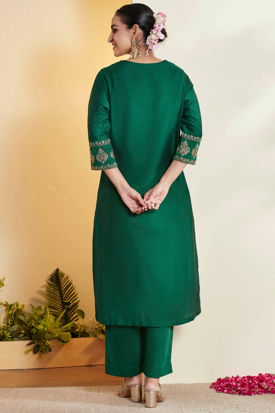 Green & Gold Embroidered Suit Set – view 5