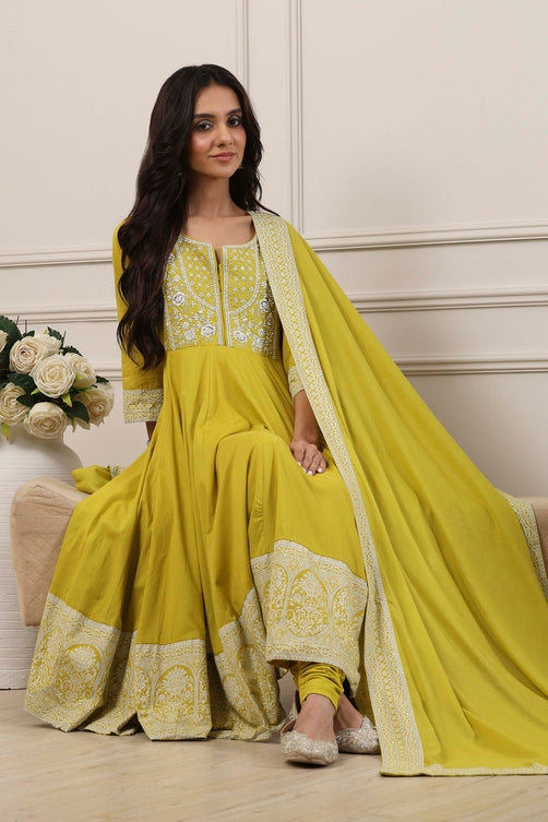 Cotton Sequin Embroidered Kalidar Suit Set