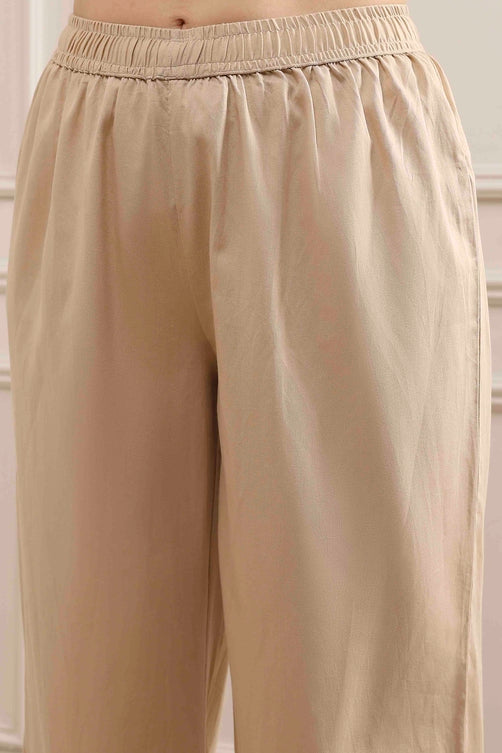 Natural White Chanderi Embroidered Straight Suit Set