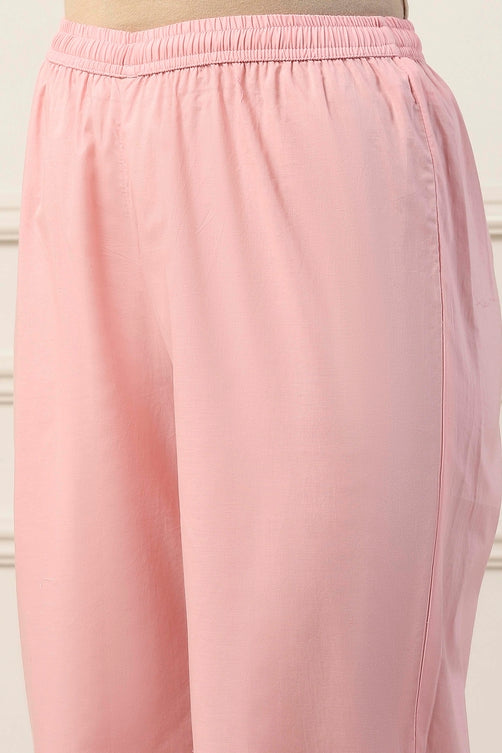 Pink Cotton Floral Printed Regular Suit Set
