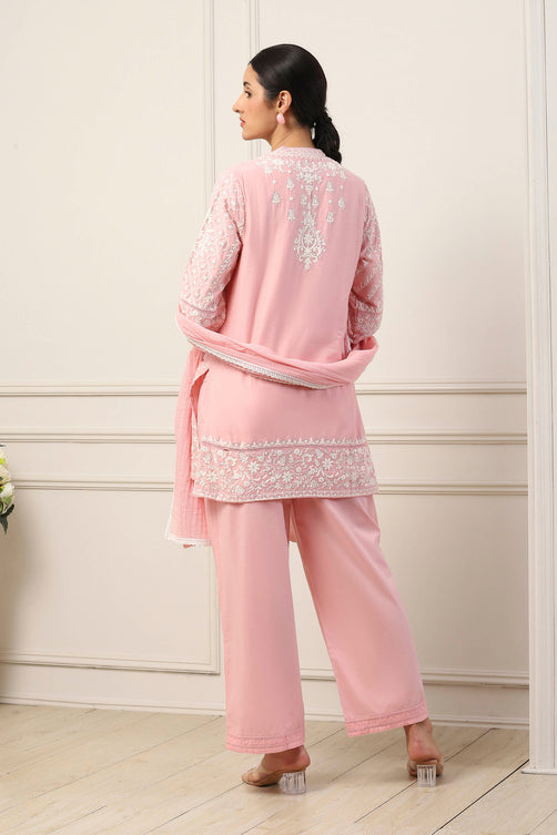 Pink Cotton Floral Printed Regular Suit Set