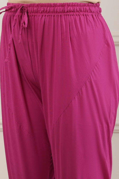 Wine Cotton Mirror Work Kalidar Suit Set
