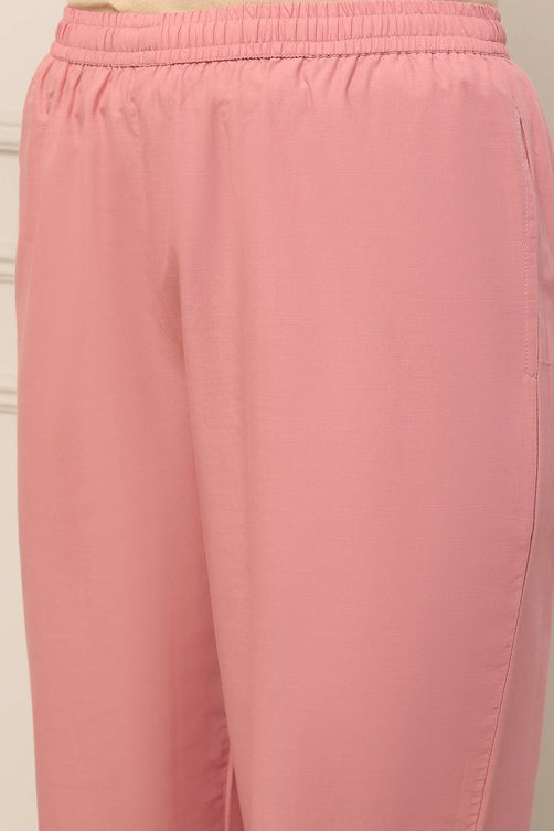 Dusky Pink Cotton Schiffli Straight Suit Set