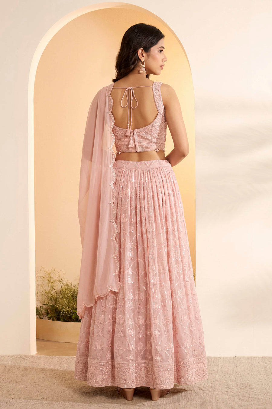 Blush Pink Embroidered Lehenga Set – view 4