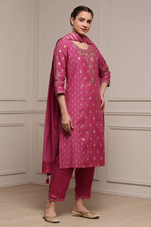 Lime Cotton Blend Printed Straight Suit Set