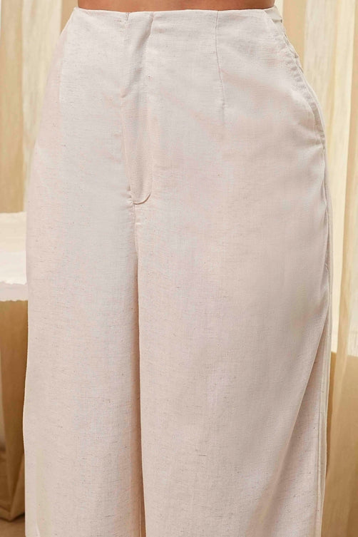 Off-White Embroidered Straight Co-ord Set