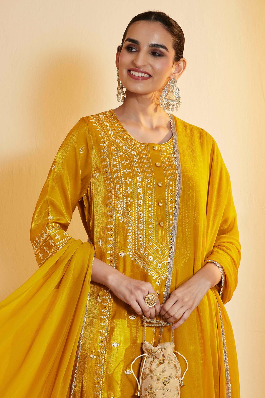 Yellow Embroidered Kurta Set