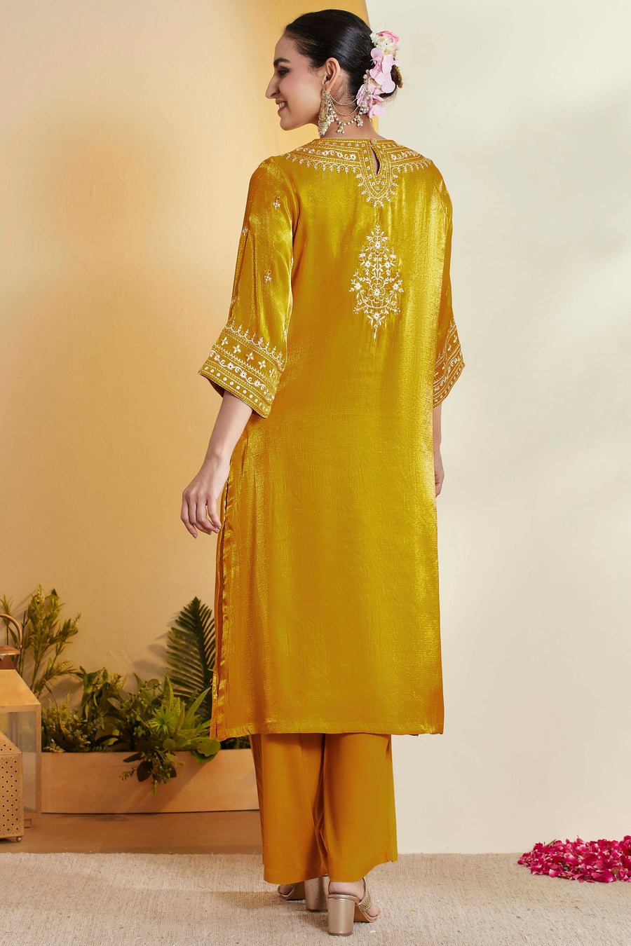 Yellow Embroidered Kurta Set