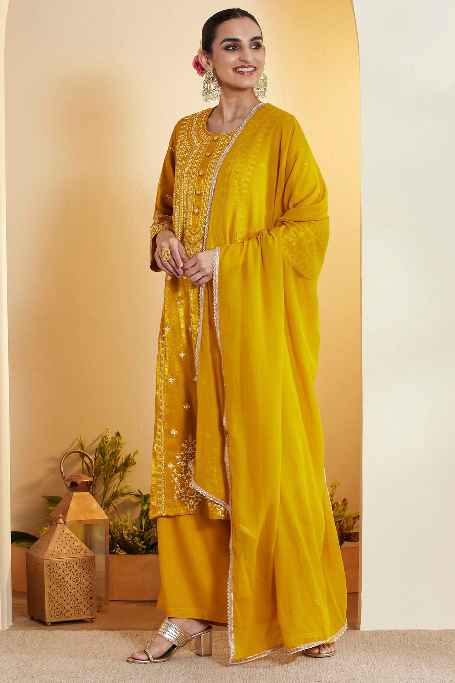 Yellow Embroidered Kurta Set