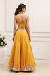 Yellow Cotton Zari Tissue Embroidered Lehenga Set